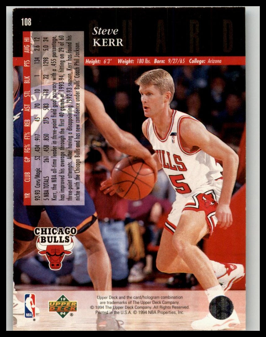 1993-94 Upper Deck Special Edition #108 Steve Kerr Electric Court Gold