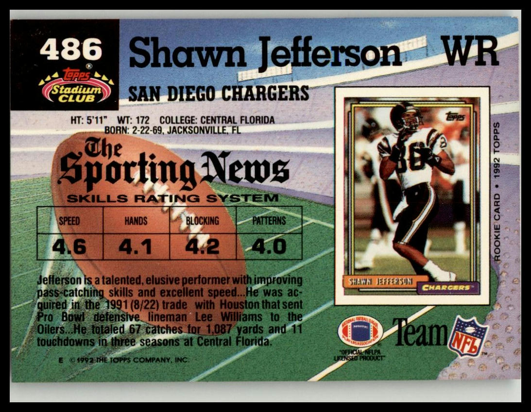 1992 Stadium Club #486 Shawn Jefferson