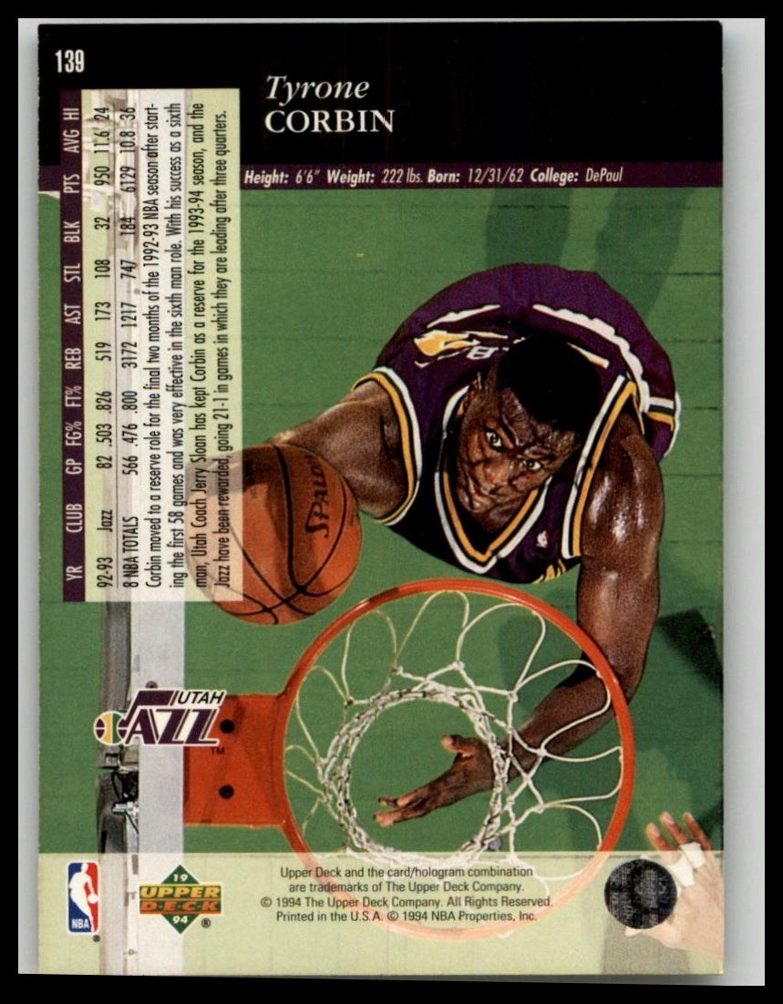1993-94 Upper Deck Special Edition #139 Tyrone Corbin