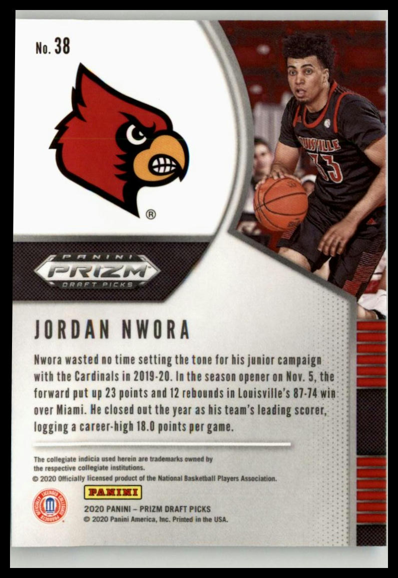 2020 Panini Prizm Draft Picks Collegiate #38 Jordan Nwora