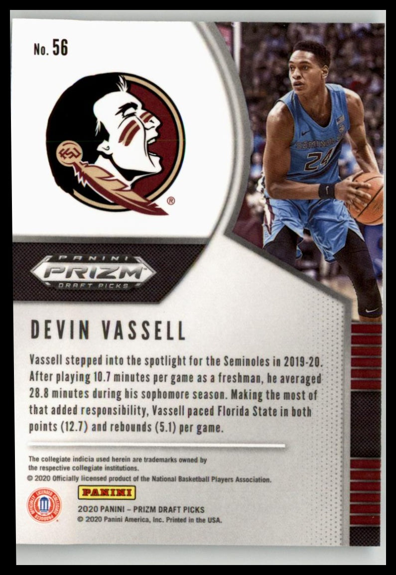 2020 Panini Prizm Draft Picks Collegiate #56 Devin Vassell