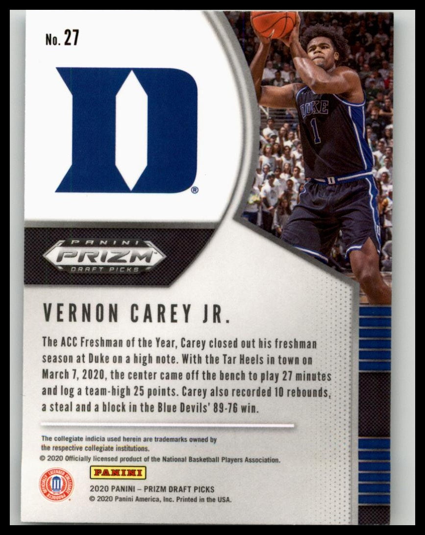 2020 Panini Prizm Draft Picks Collegiate #27 Vernon Carey Jr.