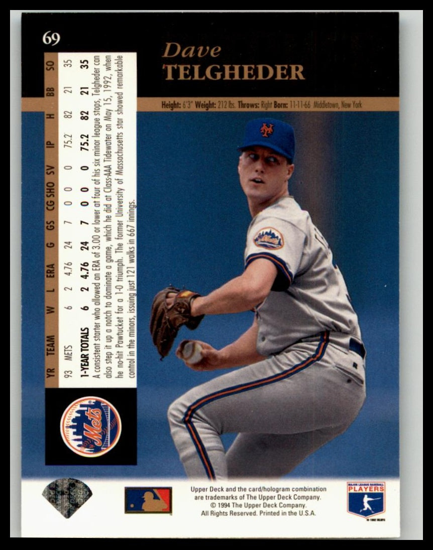 1994 Upper Deck #69 Dave Telgheder Electric Diamond