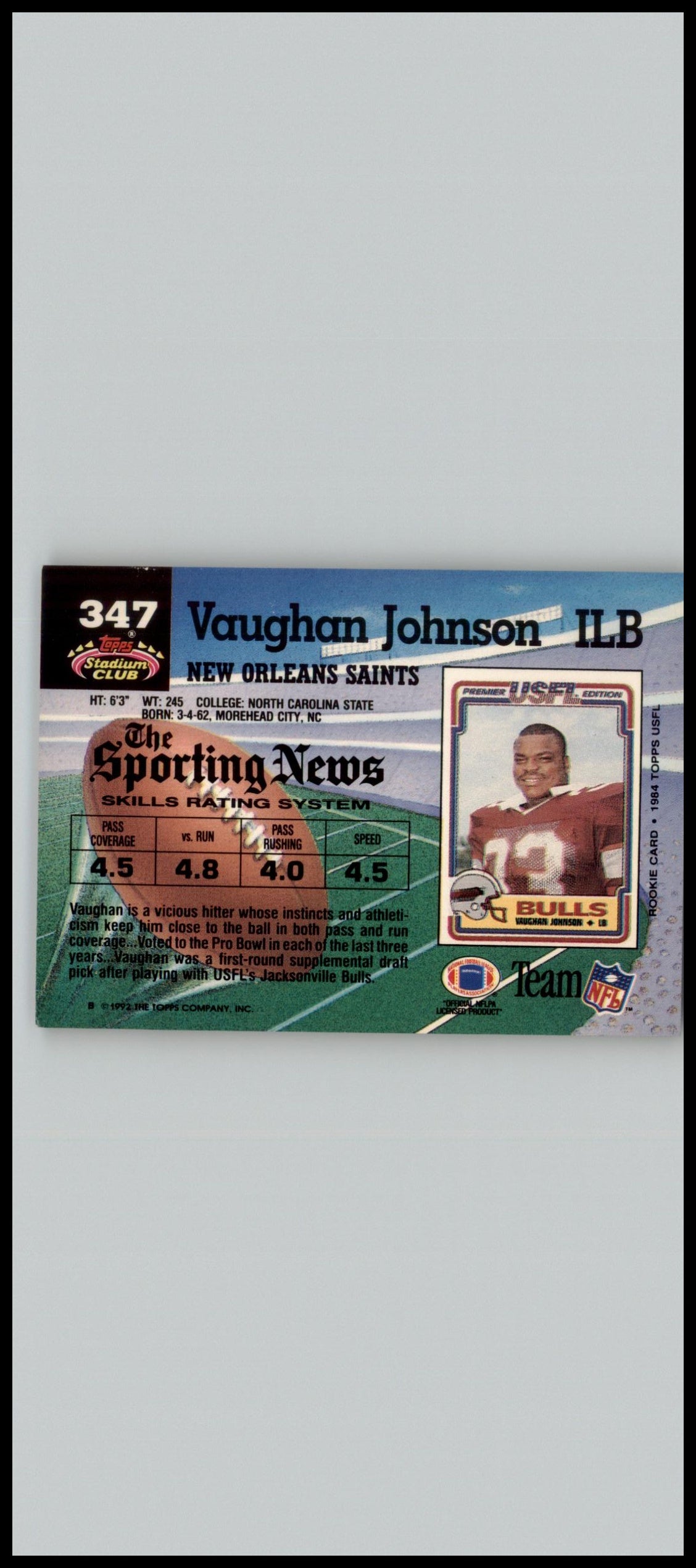 1992 Stadium Club #347 Vaughan Johnson