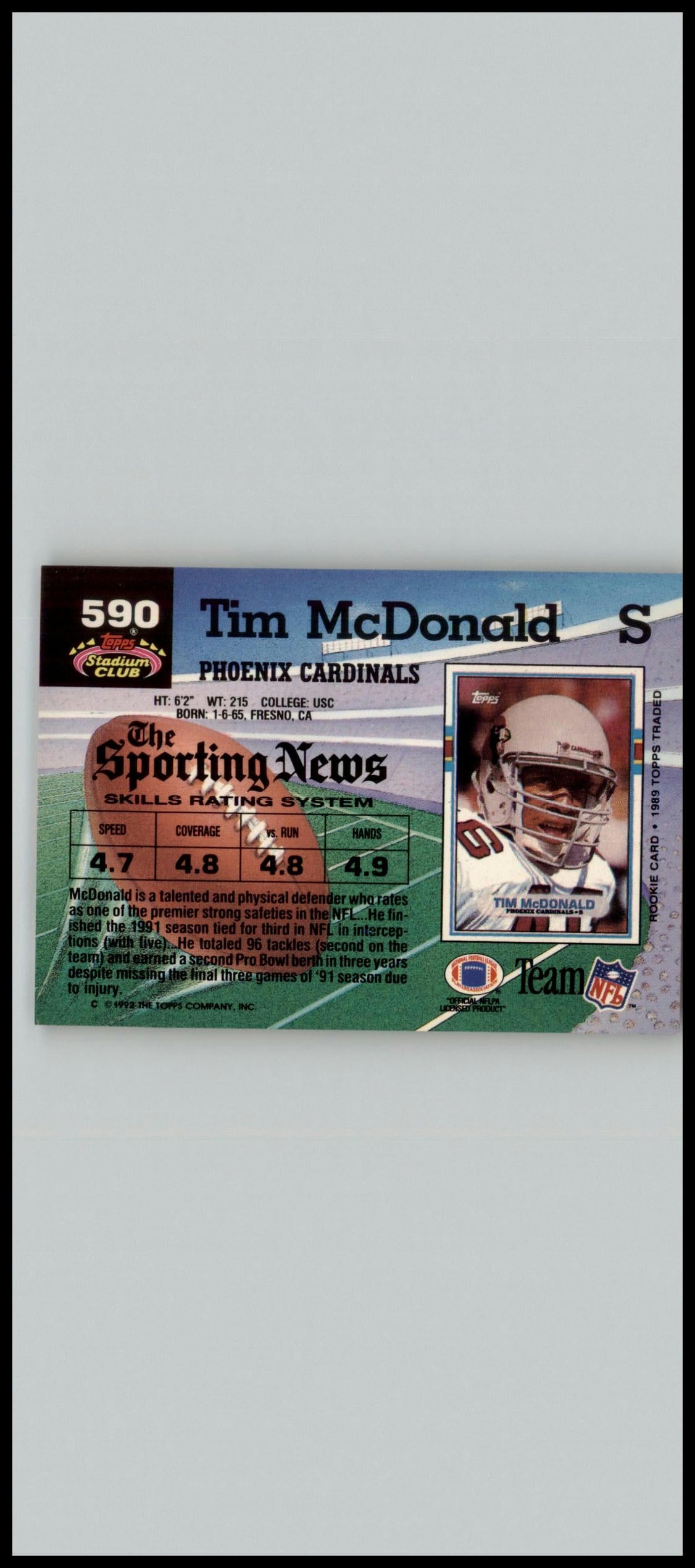 1992 Stadium Club #590 Tim McDonald