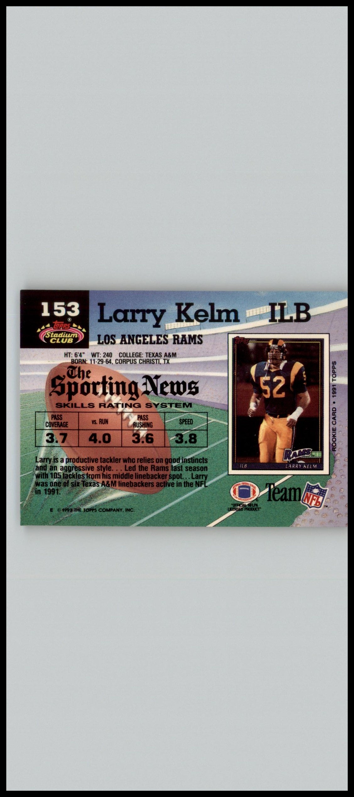 1992 Stadium Club #153 Larry Kelm