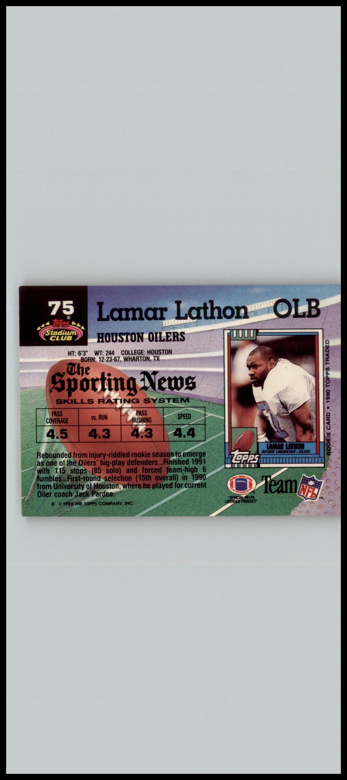 1992 Stadium Club #75 Lamar Lathon
