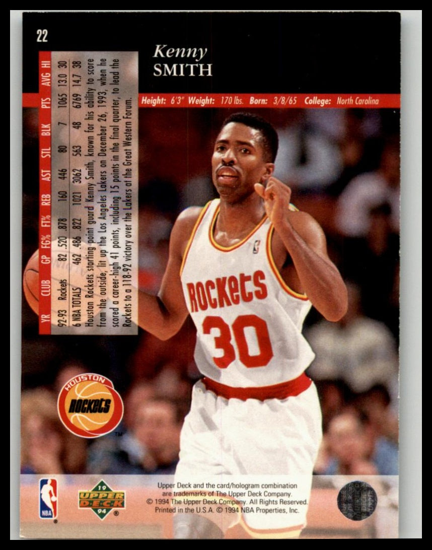 1993-94 Upper Deck Special Edition #22 Kenny Smith Electric Court Gold