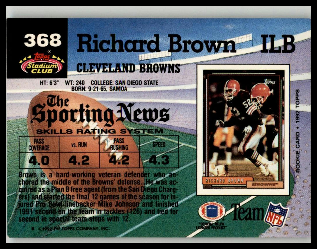 1992 Stadium Club #368 Richard Brown