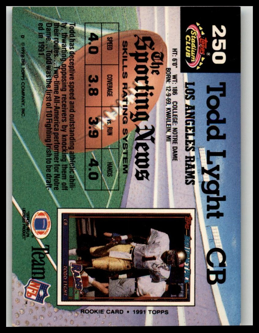 1992 Stadium Club #250 Todd Lyght